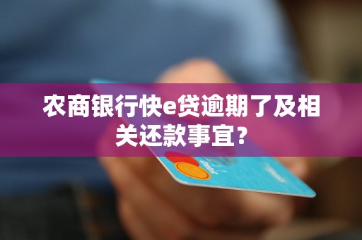 农商银行快e贷逾期了及相关还款事宜？