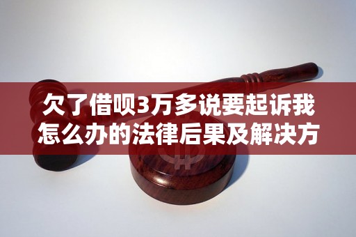 欠了借呗3万多说要起诉我怎么办的法律后果及解决方法