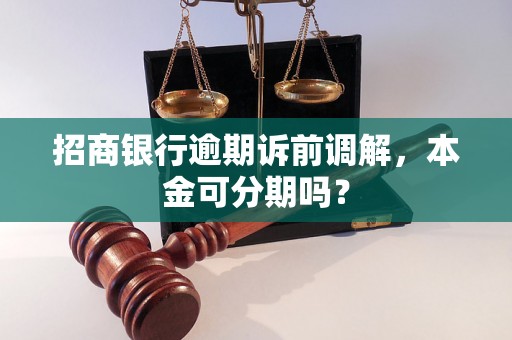 招商银行逾期诉前调解，本金可分期吗？