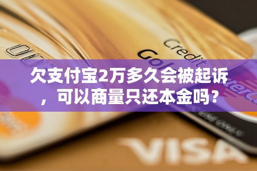 欠支付宝2万多久会被起诉，可以商量只还本金吗？