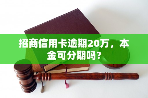 招商信用卡逾期20万，本金可分期吗？