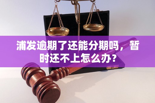 浦发逾期了还能分期吗，暂时还不上怎么办？