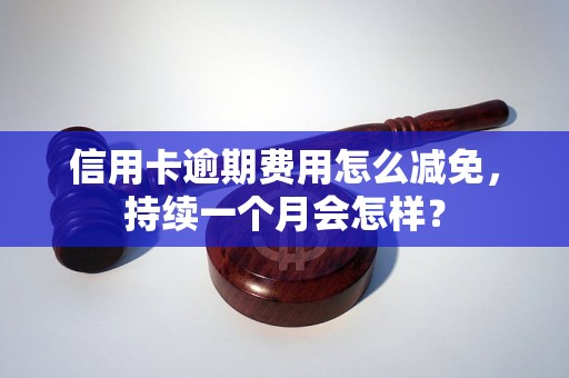 信用卡逾期费用怎么减免，持续一个月会怎样？