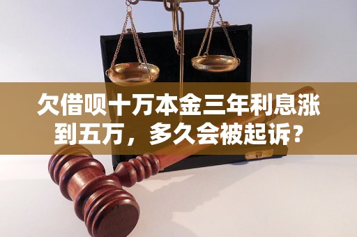 欠借呗十万本金三年利息涨到五万，多久会被起诉？