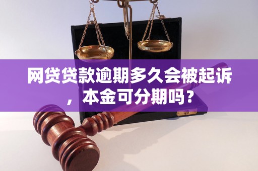 网贷贷款逾期多久会被起诉，本金可分期吗？