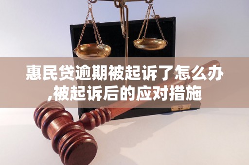 惠民贷逾期被起诉了怎么办,被起诉后的应对措施