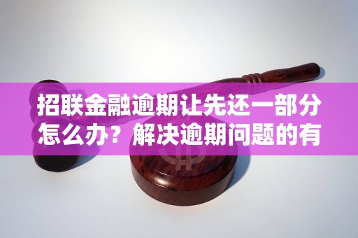 招联金融逾期让先还一部分怎么办？解决逾期问题的有效方法分享