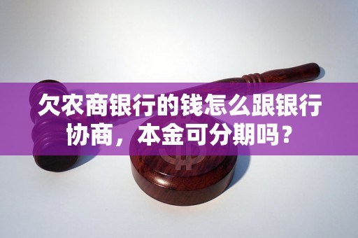 欠农商银行的钱怎么跟银行协商，本金可分期吗？