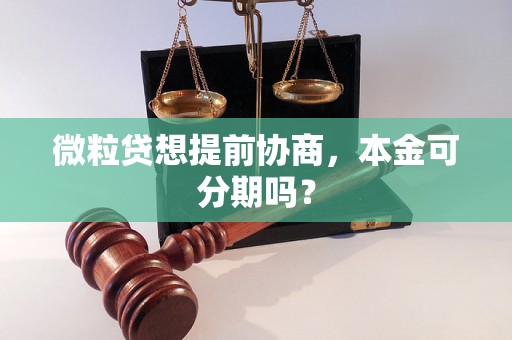 微粒贷想提前协商，本金可分期吗？