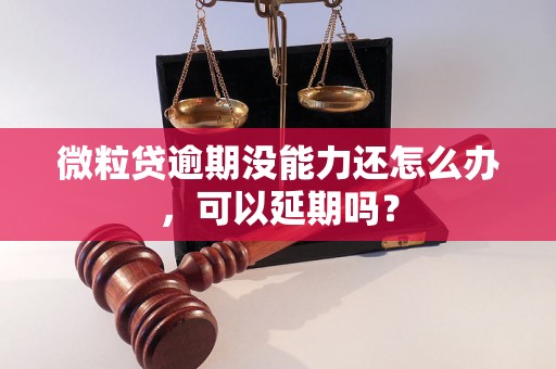 微粒贷逾期没能力还怎么办，可以延期吗？