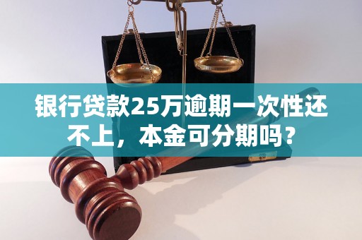 银行贷款25万逾期一次性还不上，本金可分期吗？