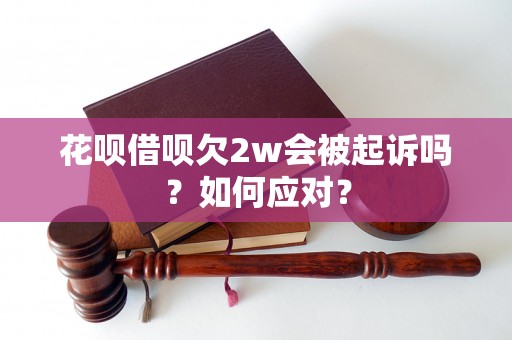 花呗借呗欠2w会被起诉吗？如何应对？