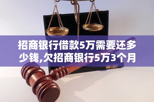 招商银行借款5万需要还多少钱,欠招商银行5万3个月利息计算