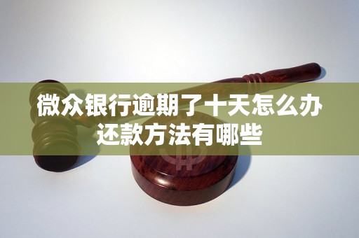 微众银行逾期了十天怎么办还款方法有哪些