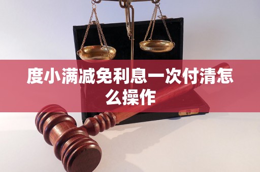 度小满减免利息一次付清怎么操作
