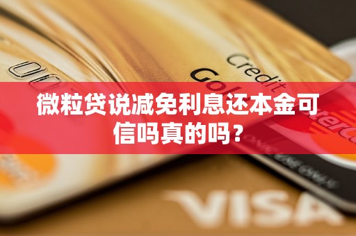 微粒贷说减免利息还本金可信吗真的吗？