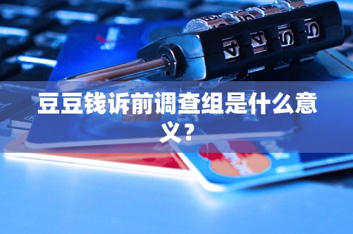 豆豆钱诉前调查组是什么意义？