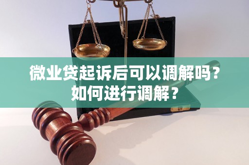 微业贷起诉后可以调解吗？如何进行调解？