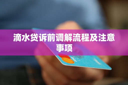 滴水贷诉前调解流程及注意事项