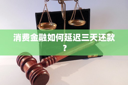 消费金融如何延迟三天还款? 消费金融如何延迟三天还款?