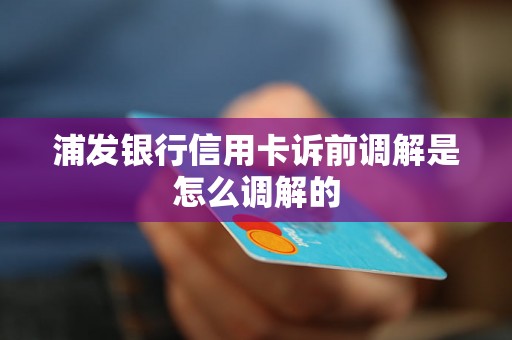 浦发银行信用卡诉前调解是怎么调解的