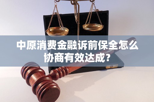 中原消费金融诉前保全怎么协商有效达成？