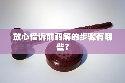 放心借诉前调解的步骤有哪些？