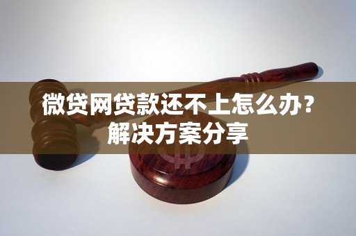 微贷网贷款还不上怎么办?解决方案分享 微贷网贷款还不上怎么办?解决方案分享