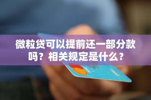 微粒贷可以提前还一部分款吗？相关规定是什么？