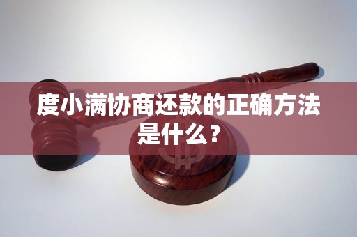 度小满协商还款的正确方法是什么？