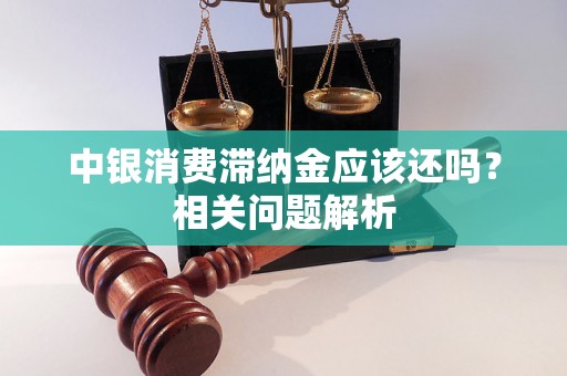 中银消费滞纳金应该还吗？相关问题解析