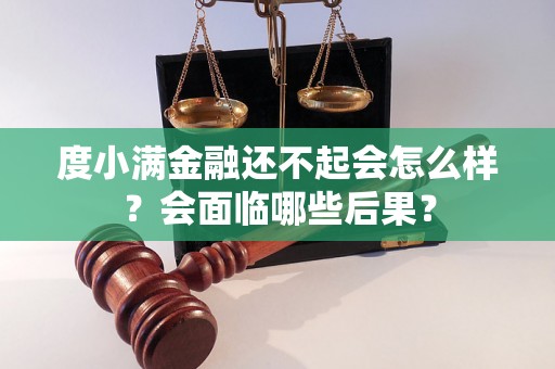 度小满金融还不起会怎么样？会面临哪些后果？