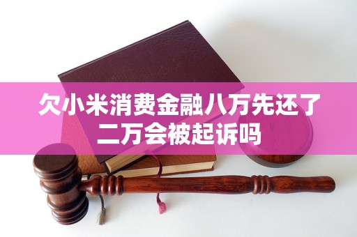 欠小米消费金融八万先还了二万会被起诉吗
