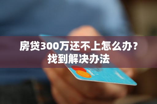 房贷300万还不上怎么办？找到解决办法