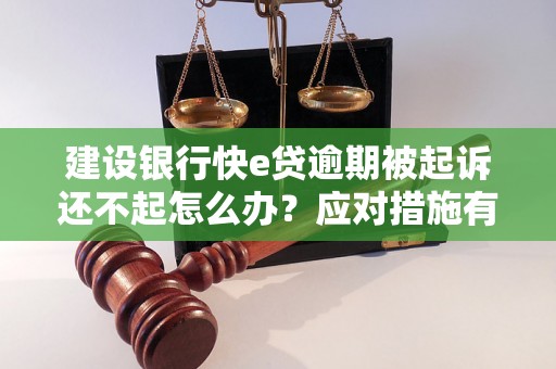 建设银行快e贷逾期被起诉还不起怎么办?应对措施有哪些? 建设银行快e贷逾期被起诉还不起怎么办?应对措施有哪些?