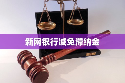 新网银行减免滞纳金 新网银行减免滞纳金