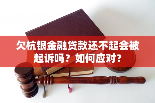 欠杭银金融贷款还不起会被起诉吗？如何应对？