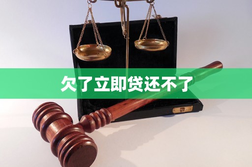 欠了立即贷还不了 欠了立即贷还不了