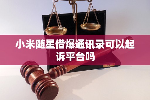 小米随星借爆通讯录可以起诉平台吗