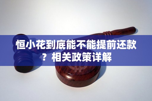 恒小花到底能不能提前还款？相关政策详解