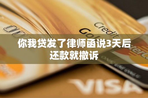 你我贷发了律师函说3天后还款就撤诉 你我贷发了律师函说3天后还款就撤诉