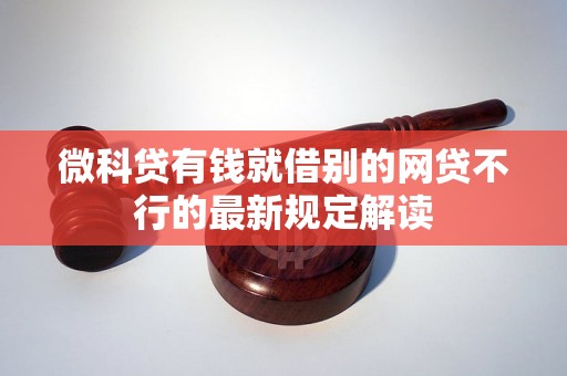微科贷有钱就借别的网贷不行的最新规定解读