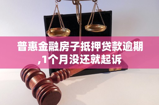 普惠金融房子抵押贷款逾期,1个月没还就起诉 普惠金融房子抵押贷款逾期,1个月没还就起诉