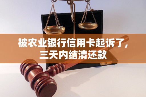 被农业银行信用卡起诉了,三天内结清还款 被农业银行信用卡起诉了,三天内结清还款