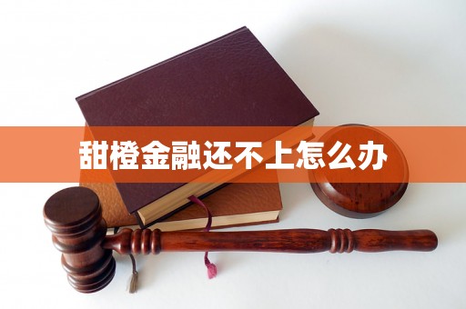 甜橙金融还不上怎么办