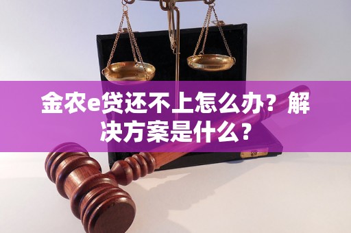金农e贷还不上怎么办?解决方案是什么? 金农e贷还不上怎么办?解决方案是什么?