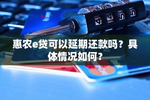 惠农e贷可以延期还款吗？具体情况如何？