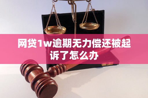 网贷1w逾期无力偿还被起诉了怎么办 网贷1w逾期无力偿还被起诉了怎么办