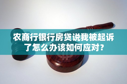 农商行银行房贷说我被起诉了怎么办该如何应对？