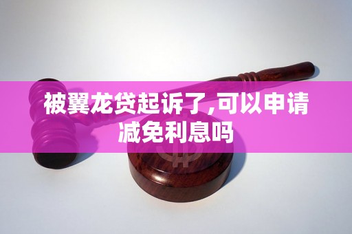 被翼龙贷起诉了,可以申请减免利息吗